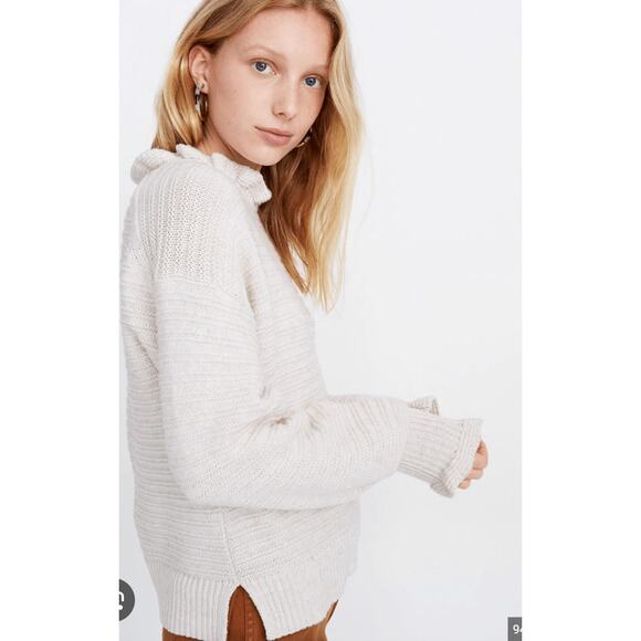 Madewell Ruffle-Neck Pullover Sweater in Cotton-Merino Yarn - Picture 2 of 3